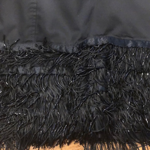 Black Mini Skirt with Beaded Fringe Detail - Picture 3 of 5